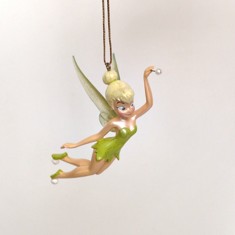 Vtg Disney Tinker Bell Ornament Green Fairy Peter Pan Pixie Dust Christmas Tree